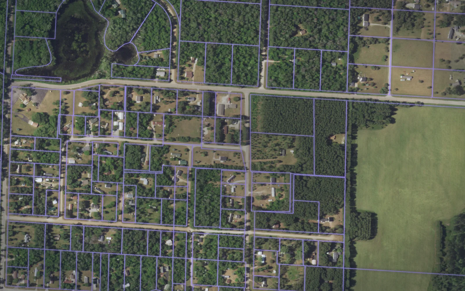 Parcel boundaries over aerial imagery of Marinette County, Wisconsin