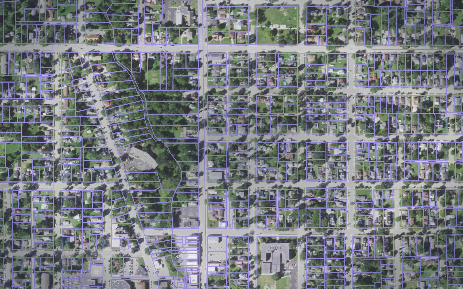 Parcel boundaries over aerial imagery of Monroe County, Wisconsin
