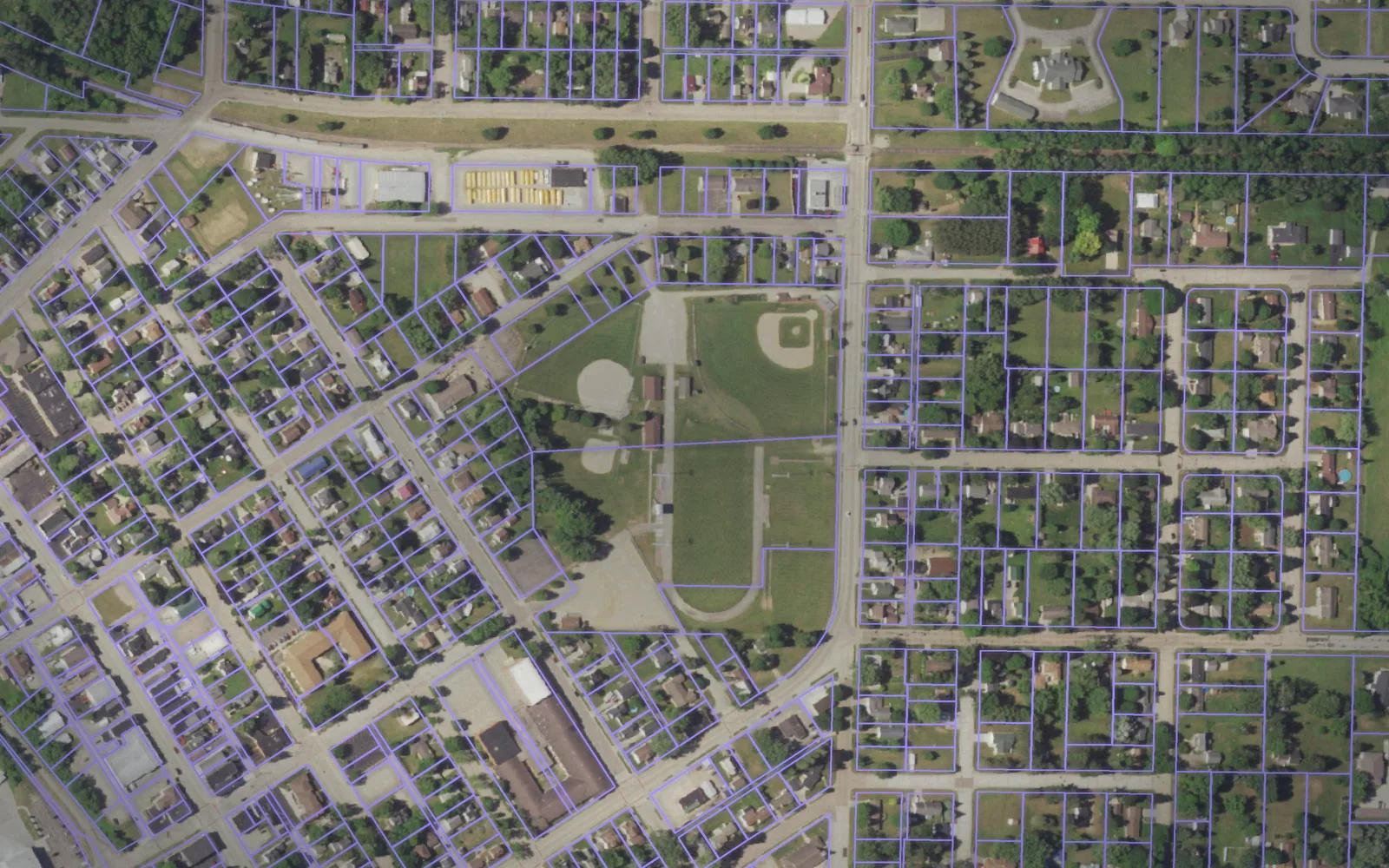 Parcel boundaries over aerial imagery of Oconto County, Wisconsin