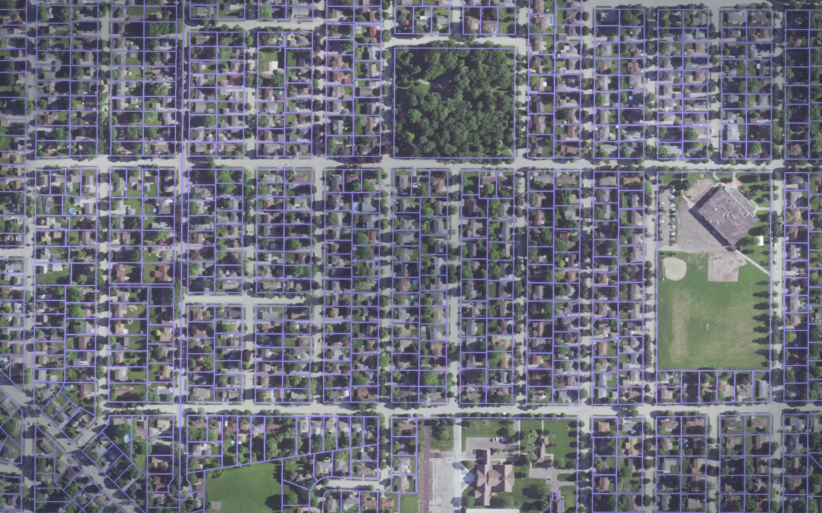 Parcel boundaries over aerial imagery of Outagamie County, Wisconsin