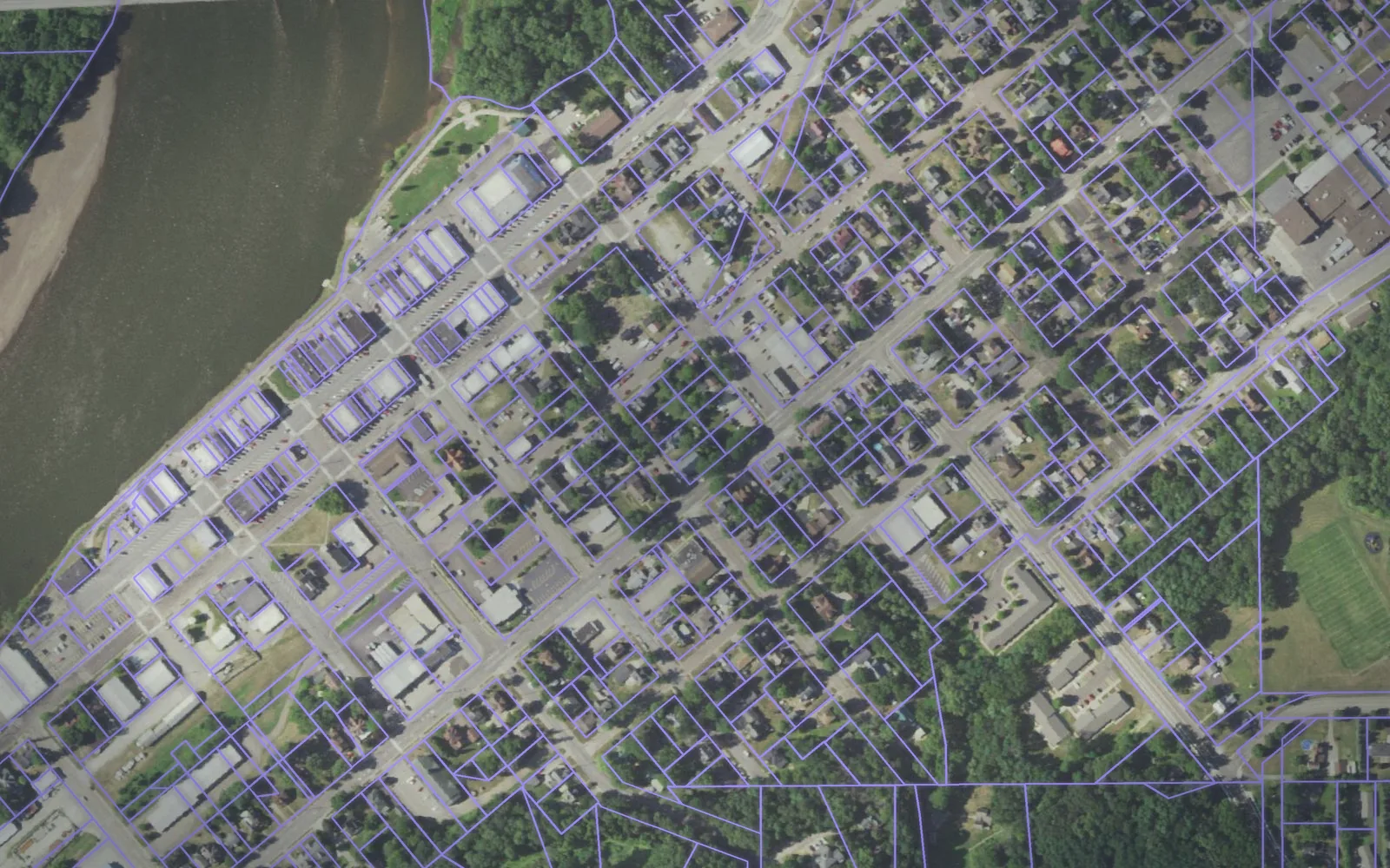Parcel boundaries over aerial imagery of Pepin County, Wisconsin