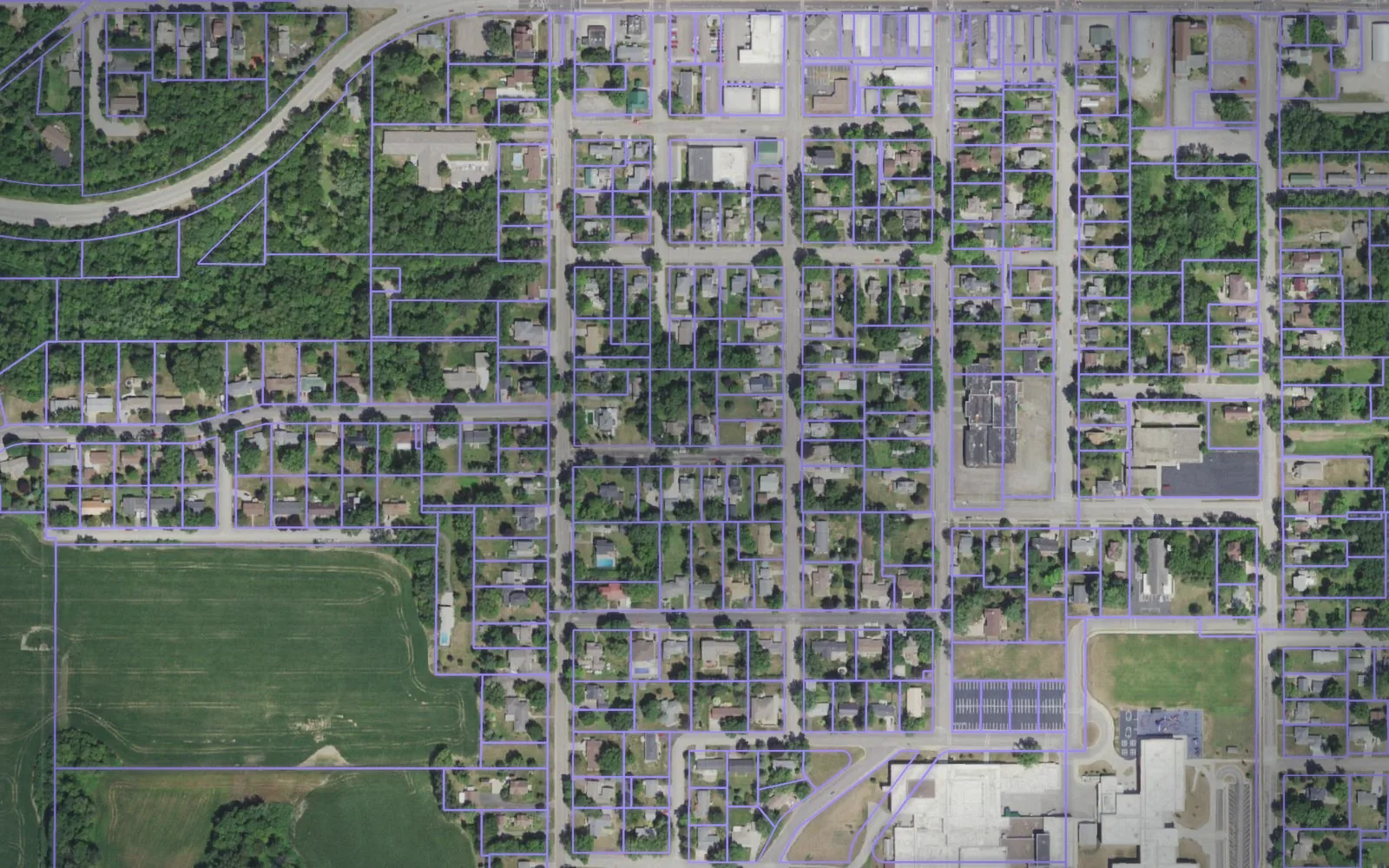 Parcel boundaries over aerial imagery of Pierce County, Wisconsin