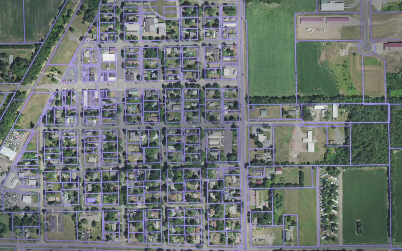 Parcel boundaries over aerial imagery of Polk County, Wisconsin