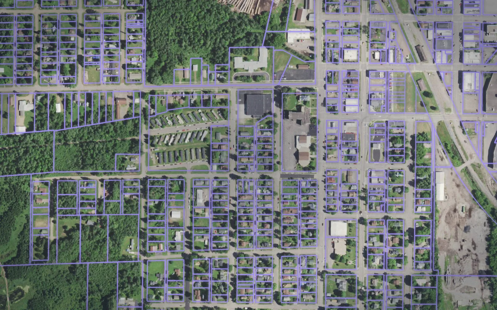 Parcel boundaries over aerial imagery of Price County, Wisconsin