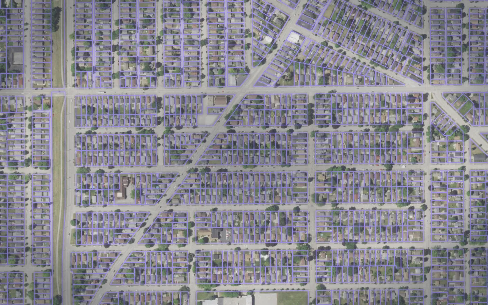 Parcel boundaries over aerial imagery of Racine County, Wisconsin
