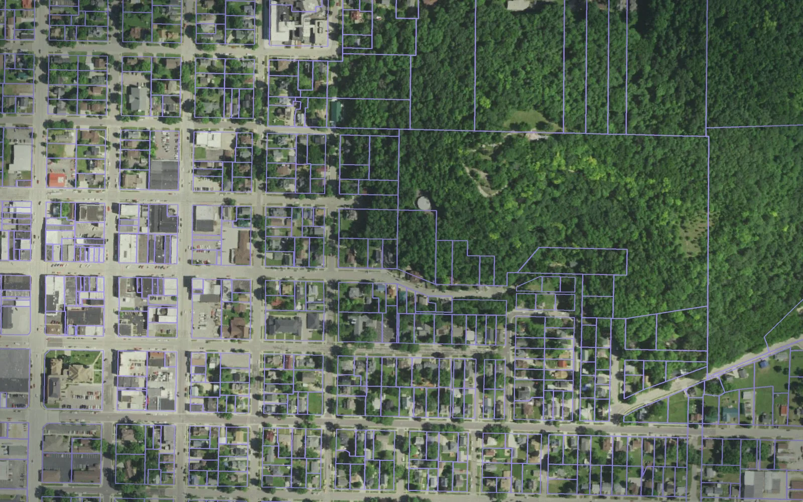 Parcel boundaries over aerial imagery of Richland County, Wisconsin