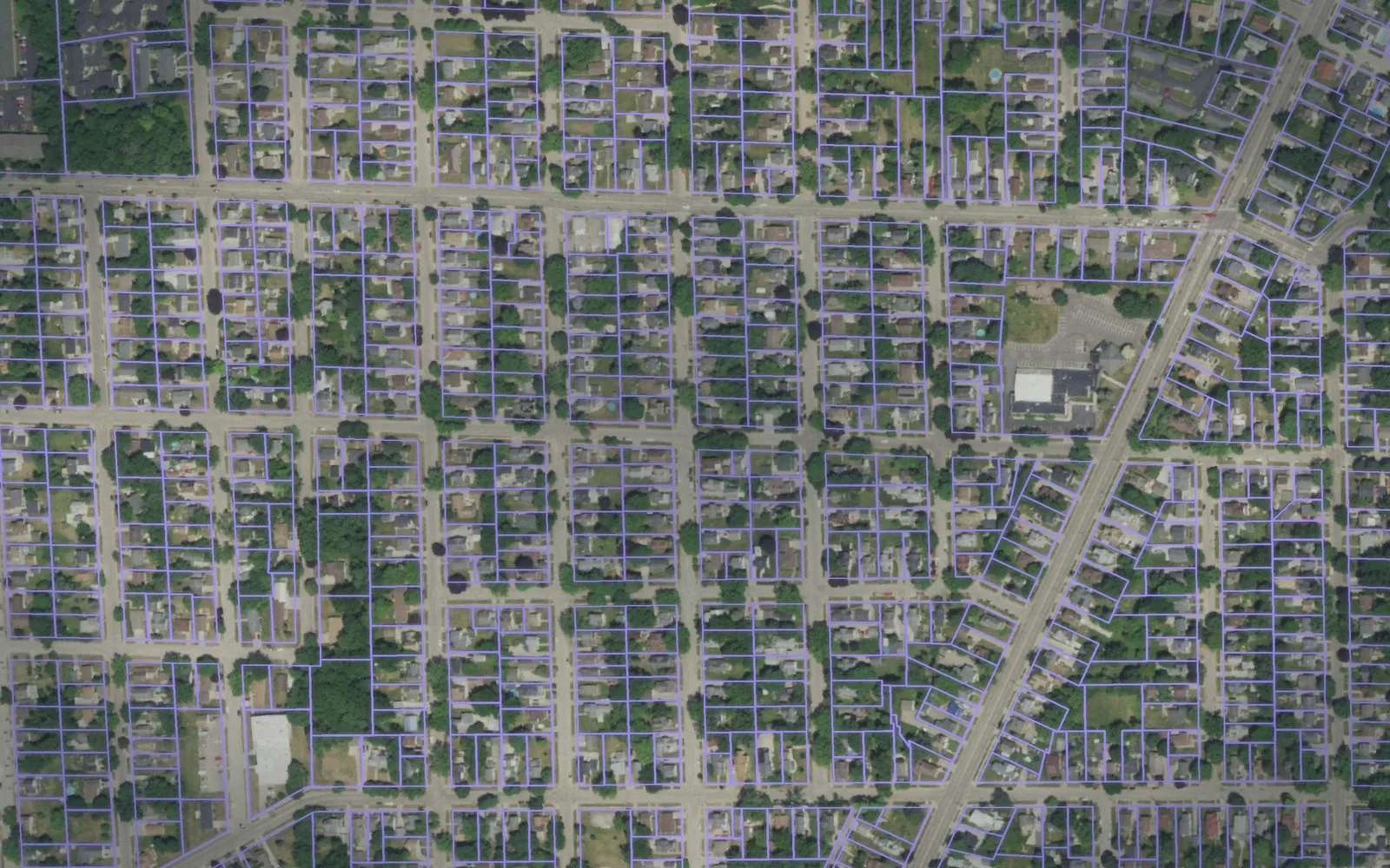 Parcel boundaries over aerial imagery of Rock County, Wisconsin