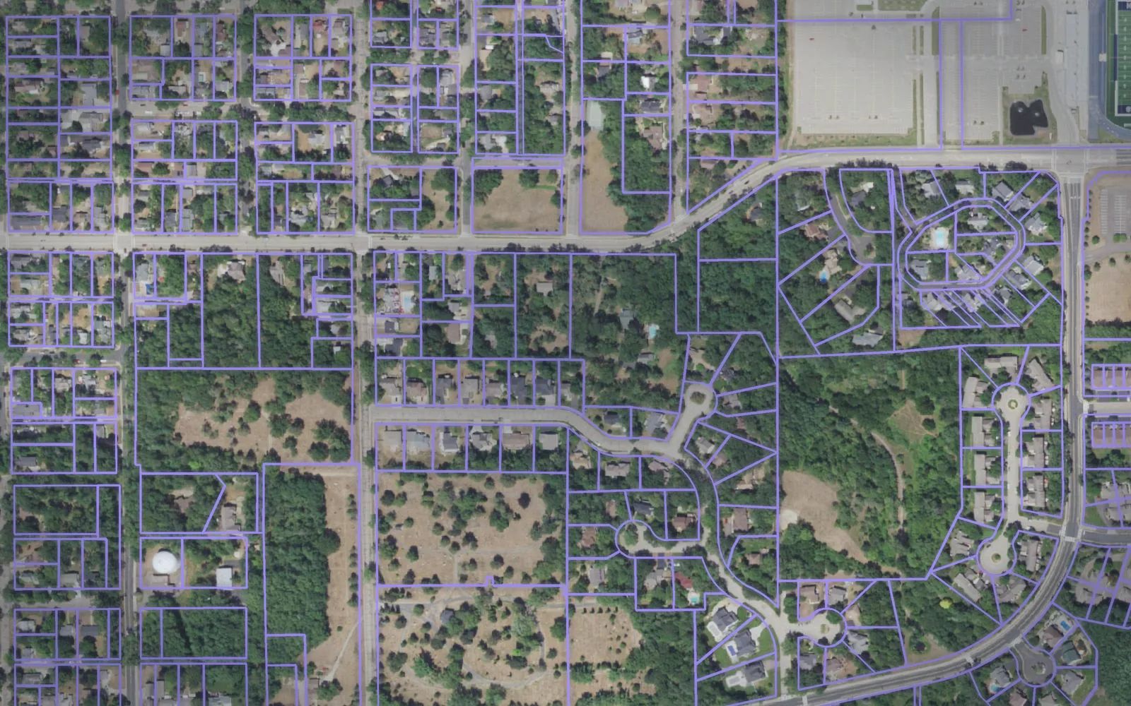 Parcel boundaries over aerial imagery of St. Croix County, Wisconsin