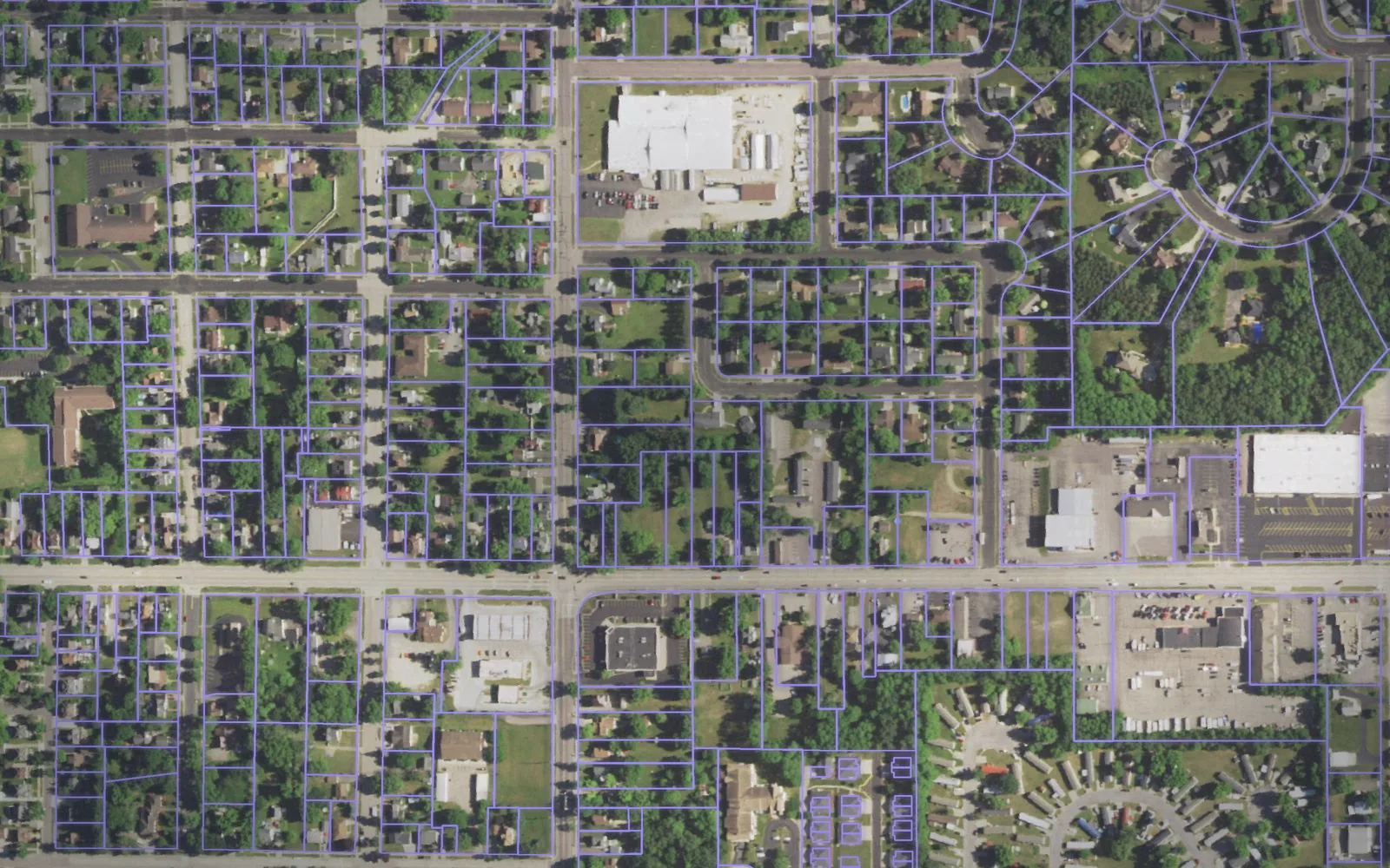 Parcel boundaries over aerial imagery of Sauk County, Wisconsin