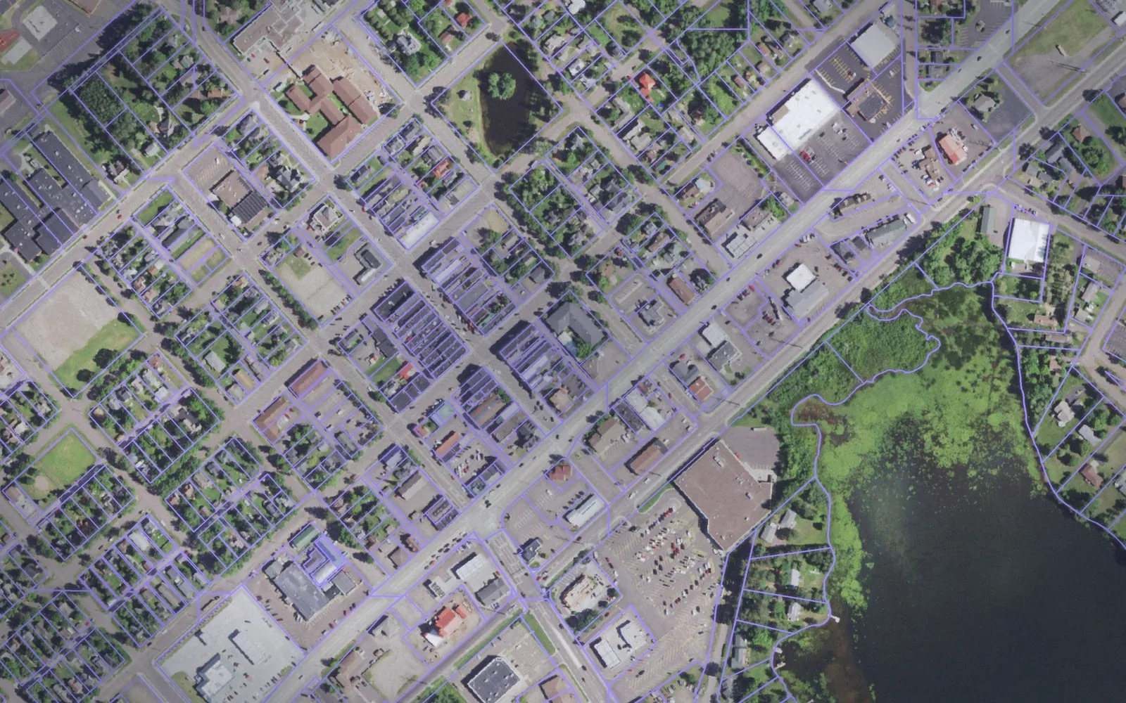 Parcel boundaries over aerial imagery of Sawyer County, Wisconsin