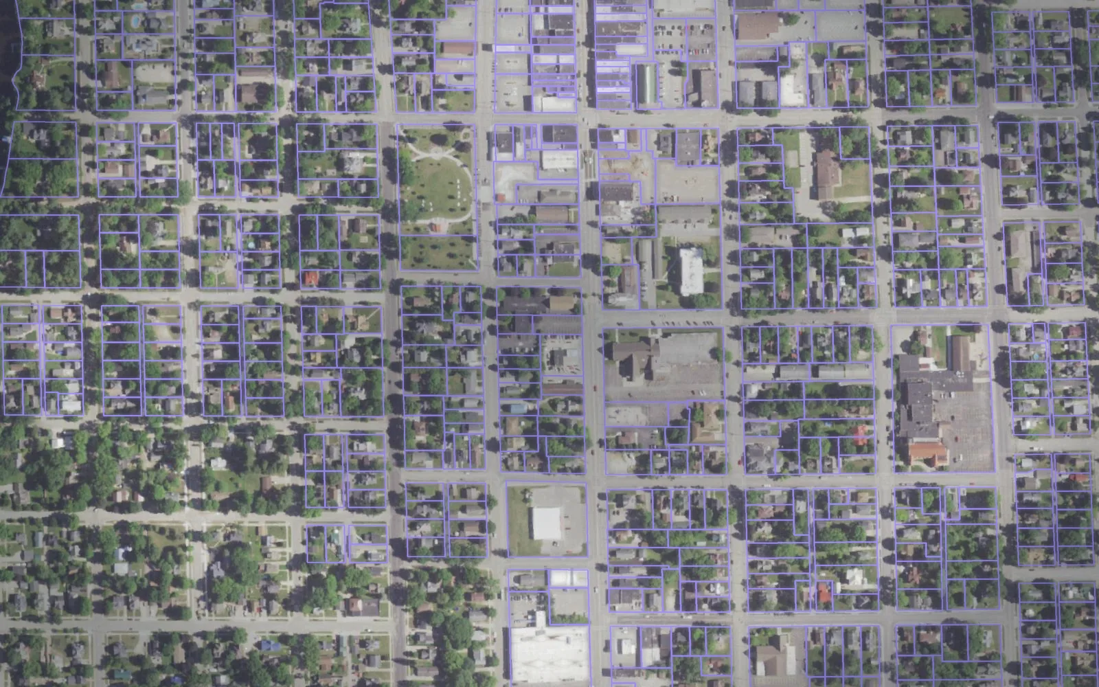 Parcel boundaries over aerial imagery of Shawano County, Wisconsin