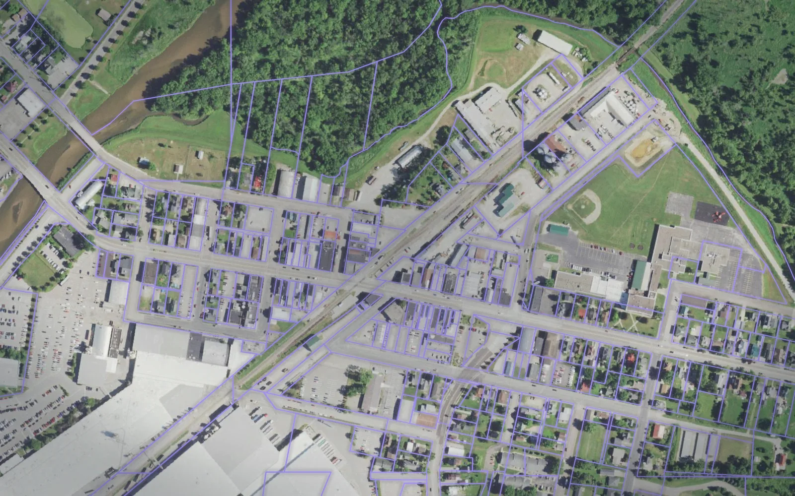 Parcel boundaries over aerial imagery of Trempealeau County, Wisconsin