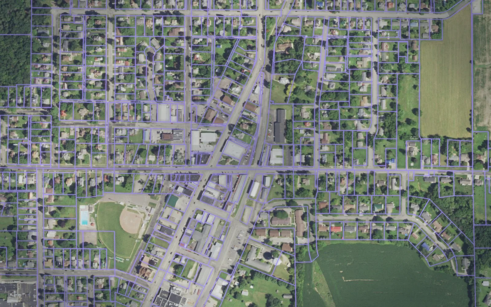 Parcel boundaries over aerial imagery of Vernon County, Wisconsin