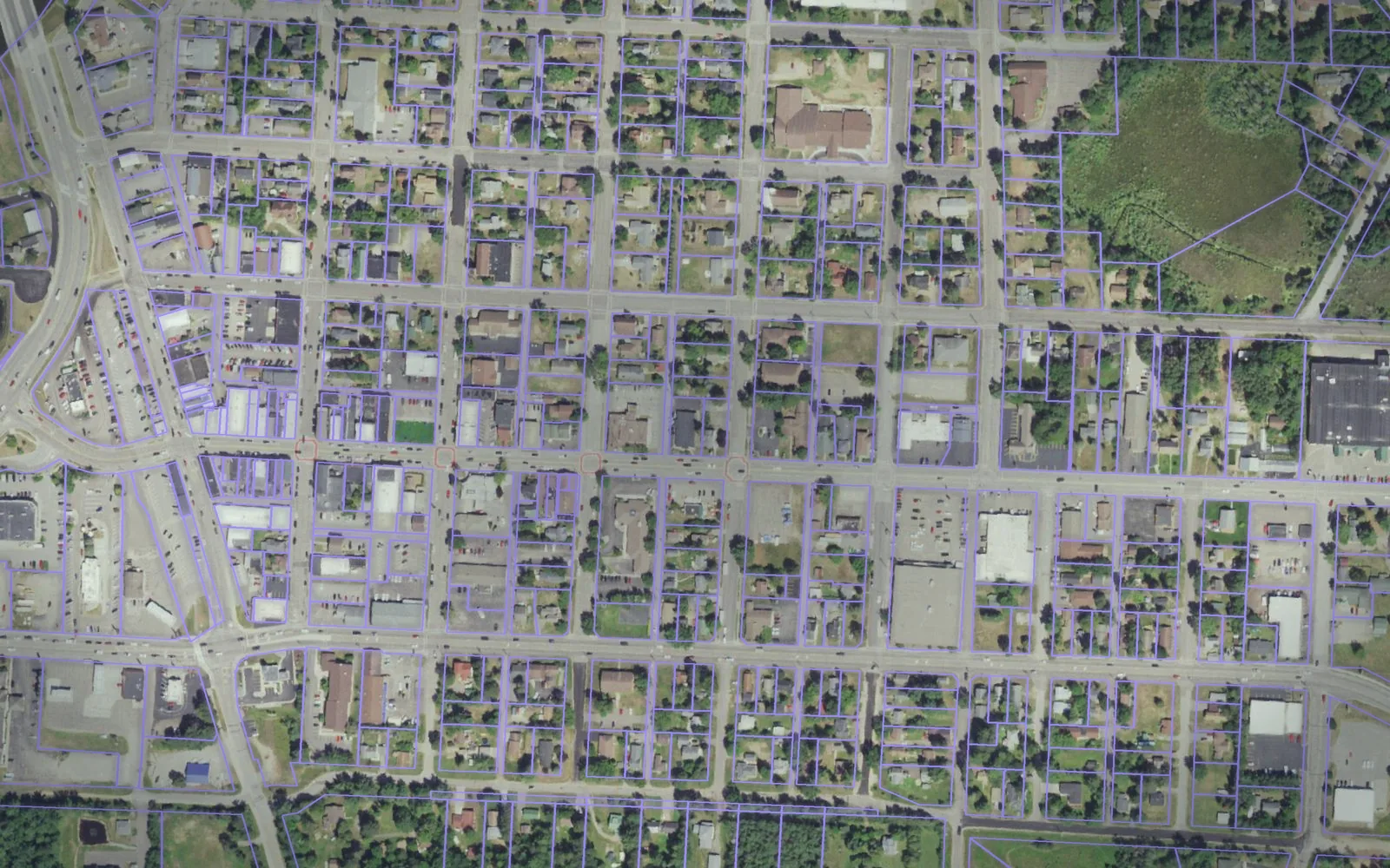 Parcel boundaries over aerial imagery of Vilas County, Wisconsin