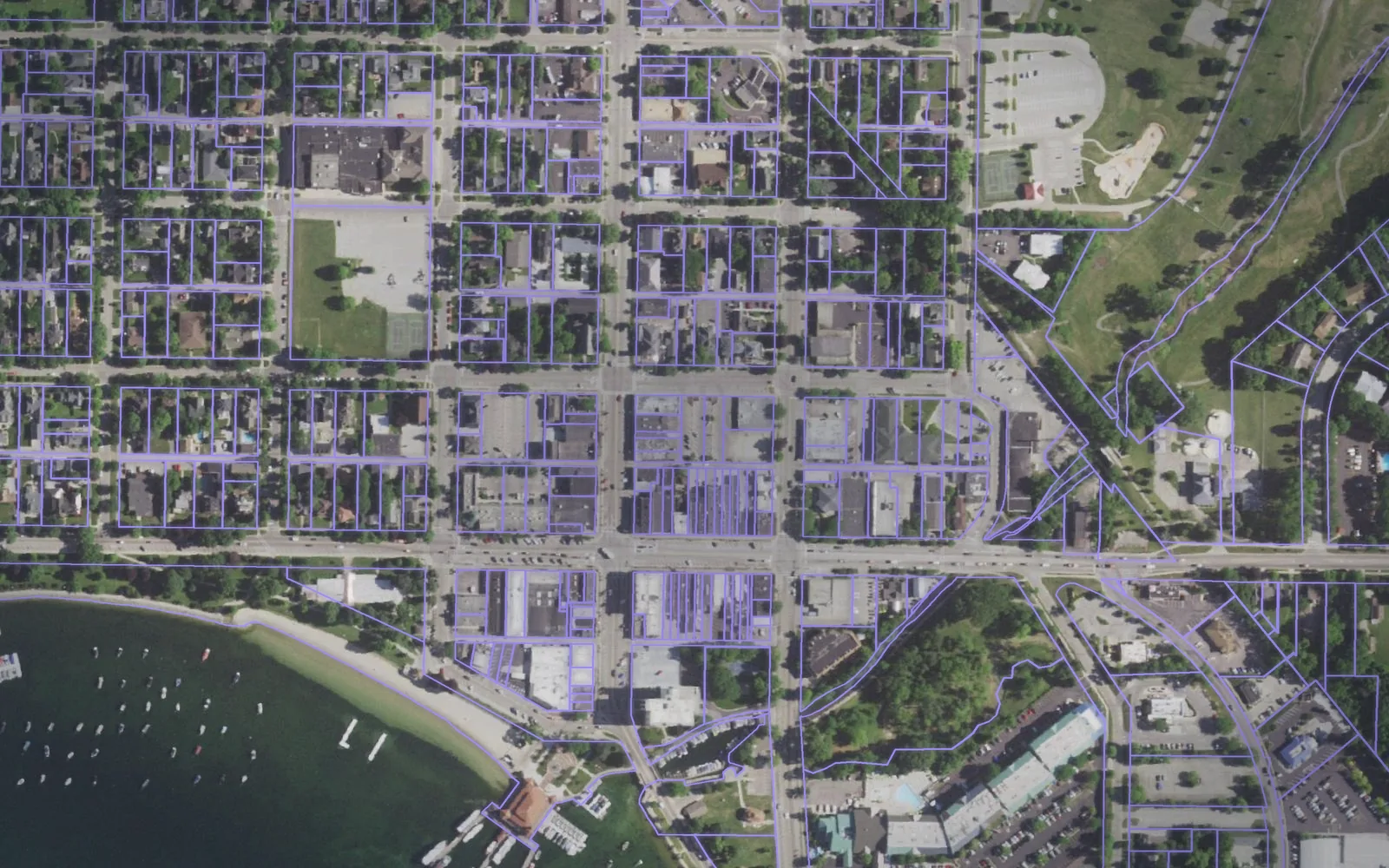Parcel boundaries over aerial imagery of Walworth County, Wisconsin