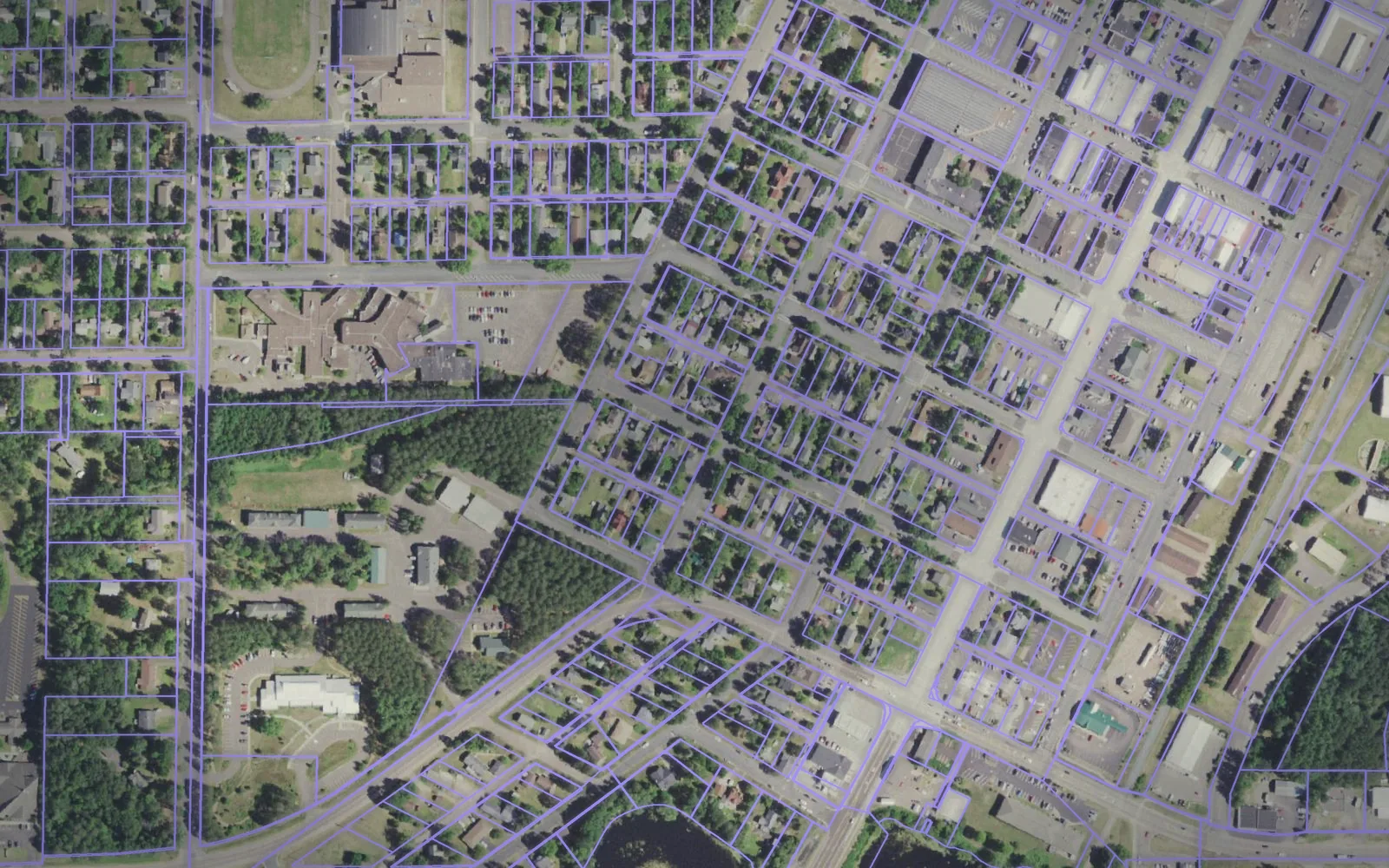 Parcel boundaries over aerial imagery of Washburn County, Wisconsin