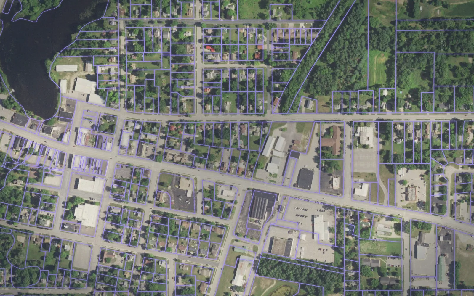 Parcel boundaries over aerial imagery of Waushara County, Wisconsin