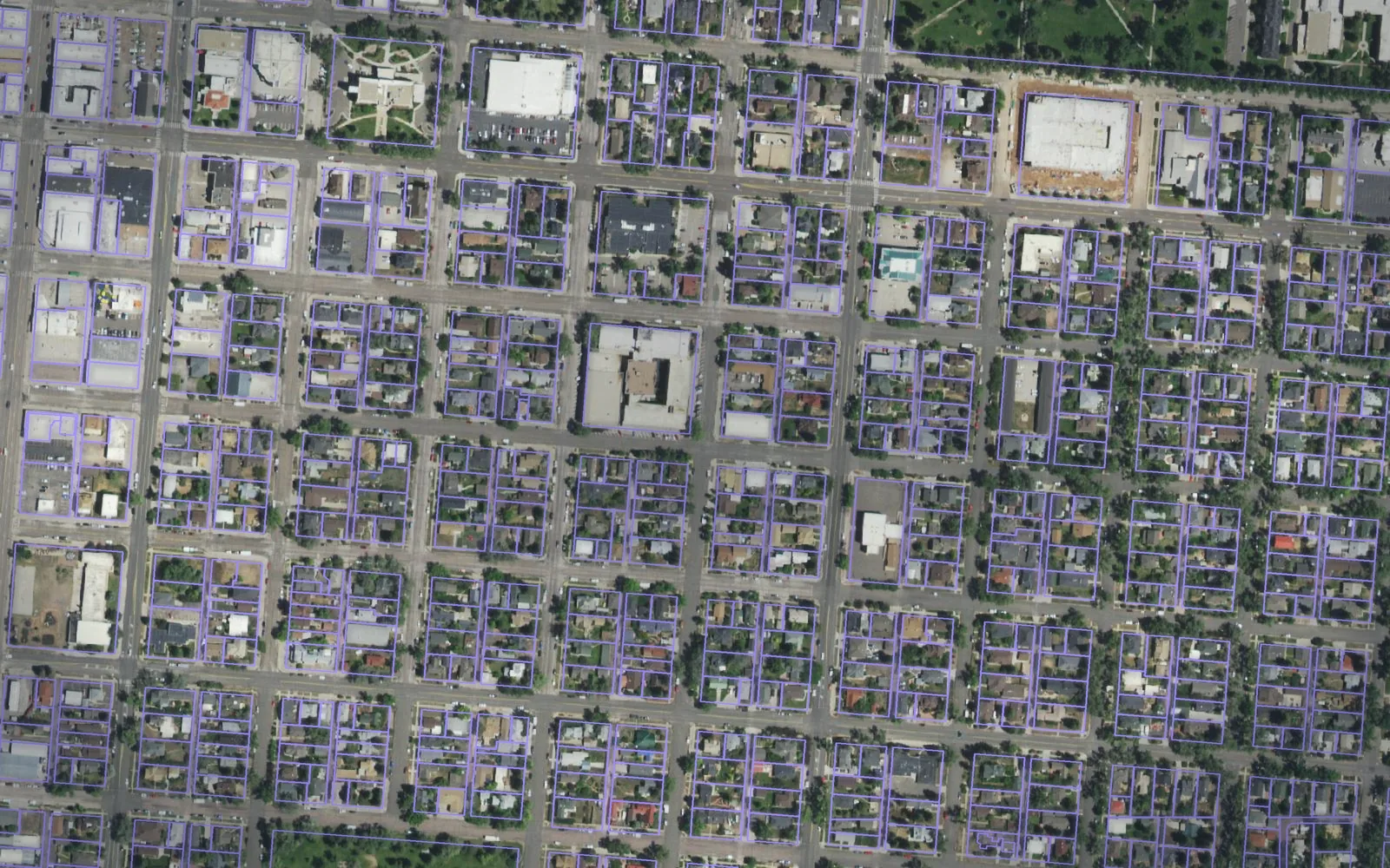 Parcel boundaries over aerial imagery of Albany County, Wyoming