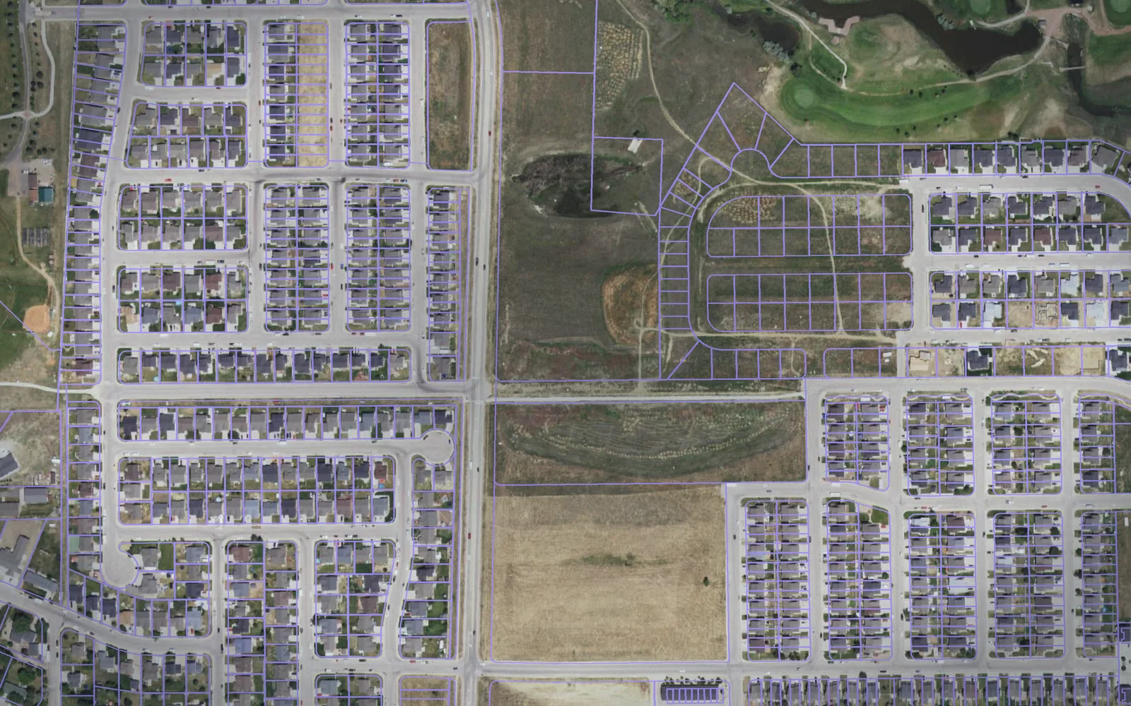 Parcel boundaries over aerial imagery of Campbell County, Wyoming