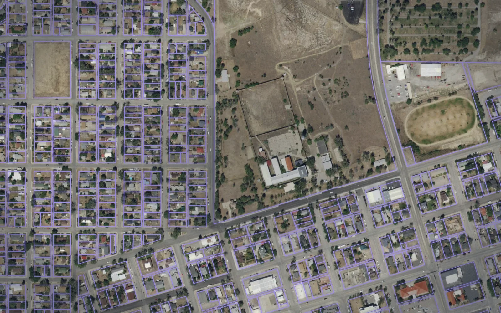 Parcel boundaries over aerial imagery of Carbon County, Wyoming