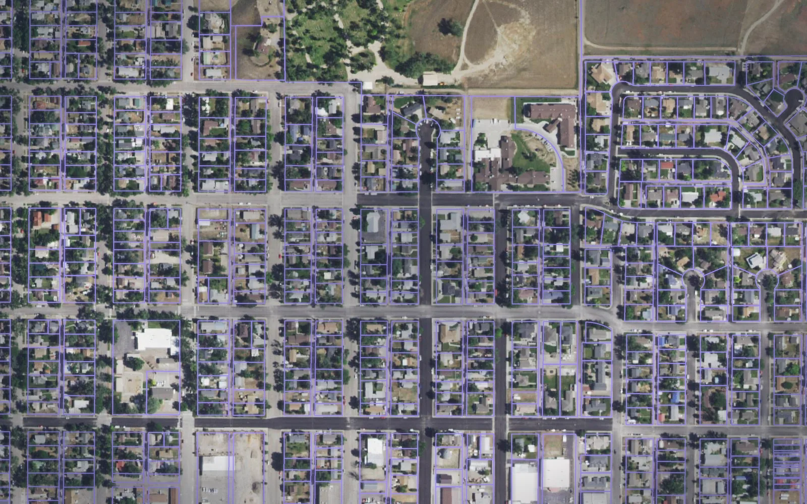 Parcel boundaries over aerial imagery of Converse County, Wyoming