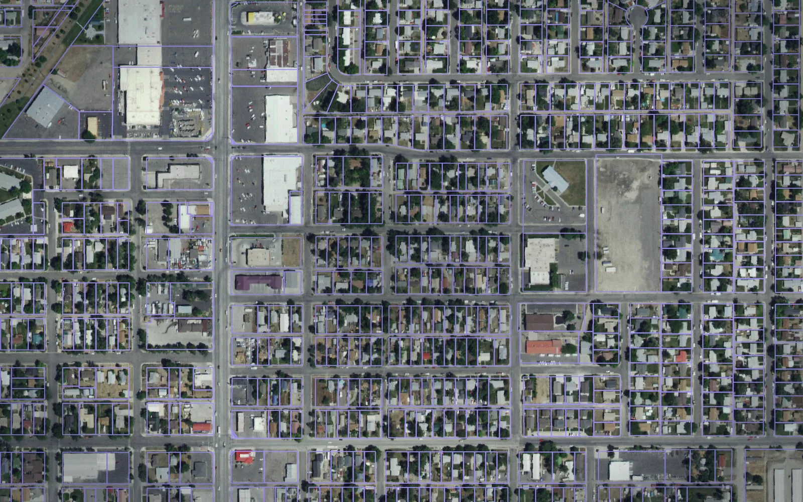 Parcel boundaries over aerial imagery of Fremont County, Wyoming