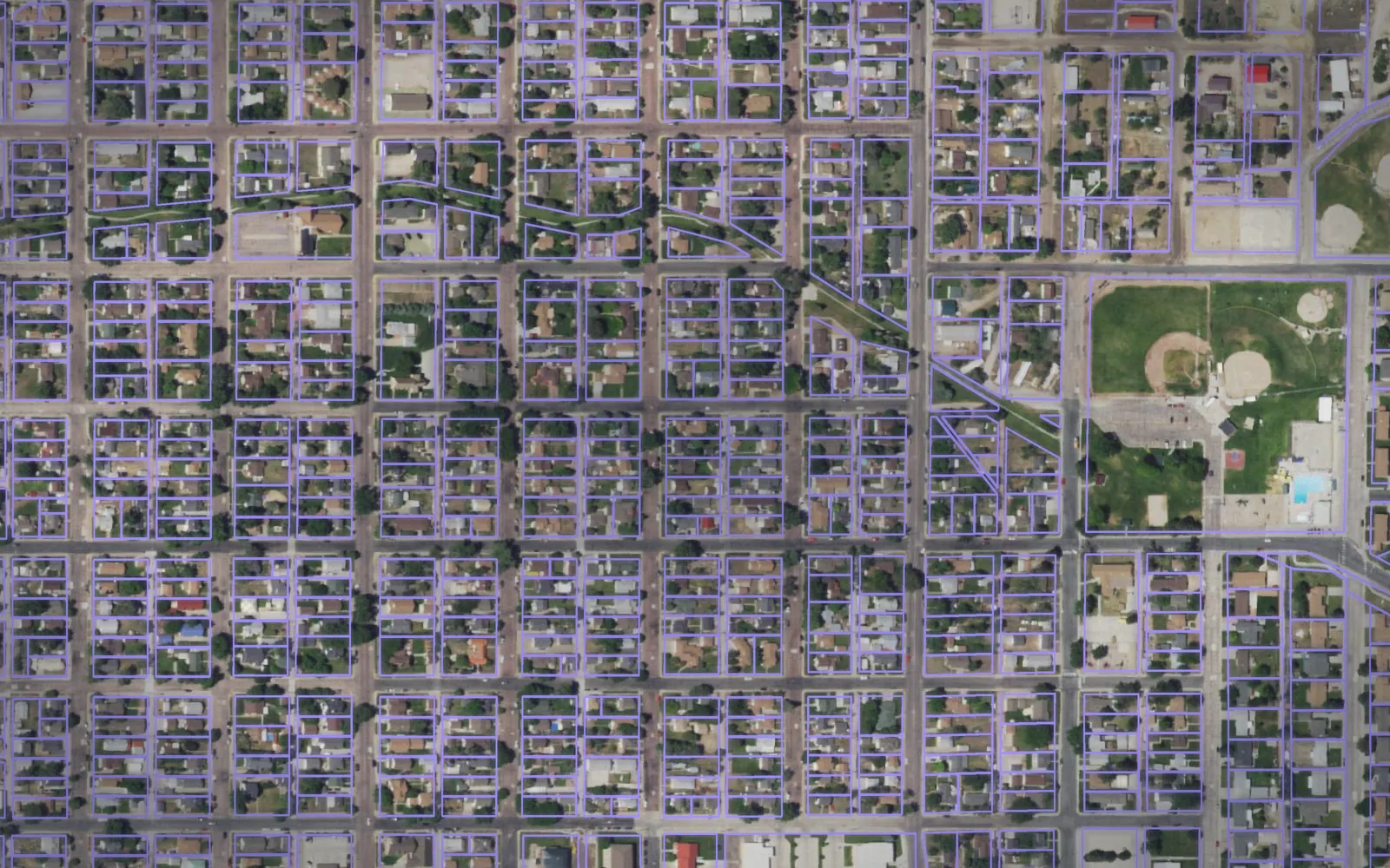 Parcel boundaries over aerial imagery of Goshen County, Wyoming
