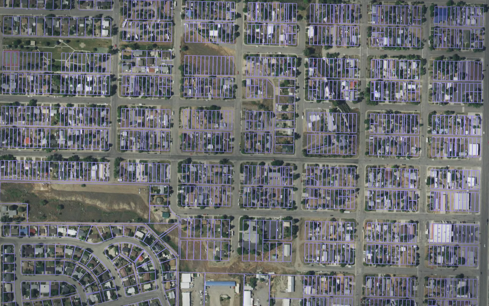 Parcel boundaries over aerial imagery of Hot Springs County, Wyoming