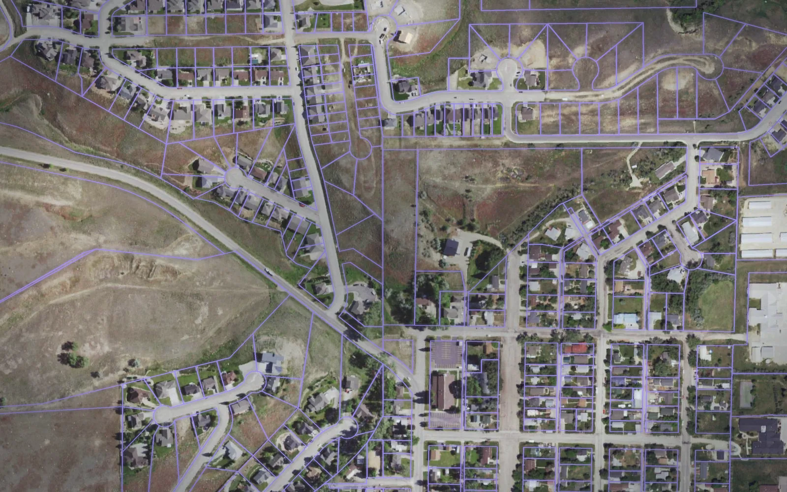 Parcel boundaries over aerial imagery of Johnson County, Wyoming