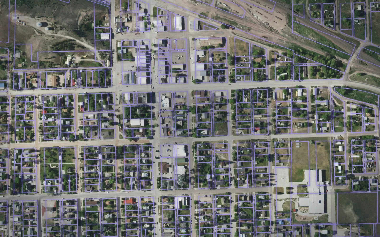 Parcel boundaries over aerial imagery of Niobrara County, Wyoming