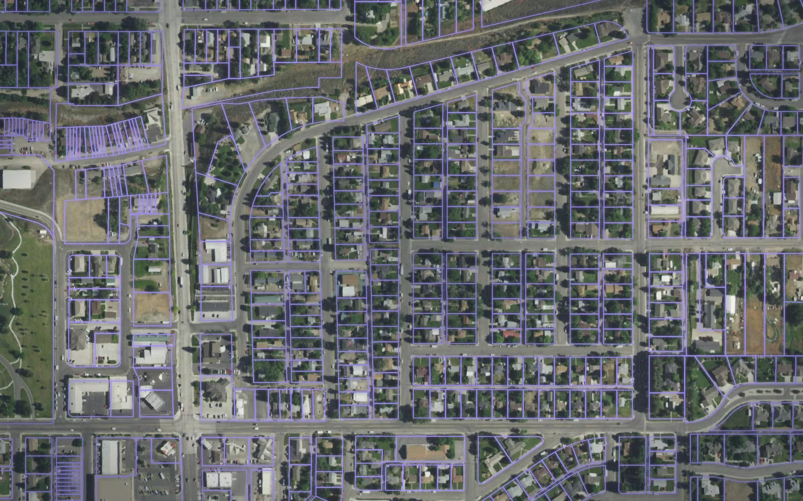 Parcel boundaries over aerial imagery of Park County, Wyoming