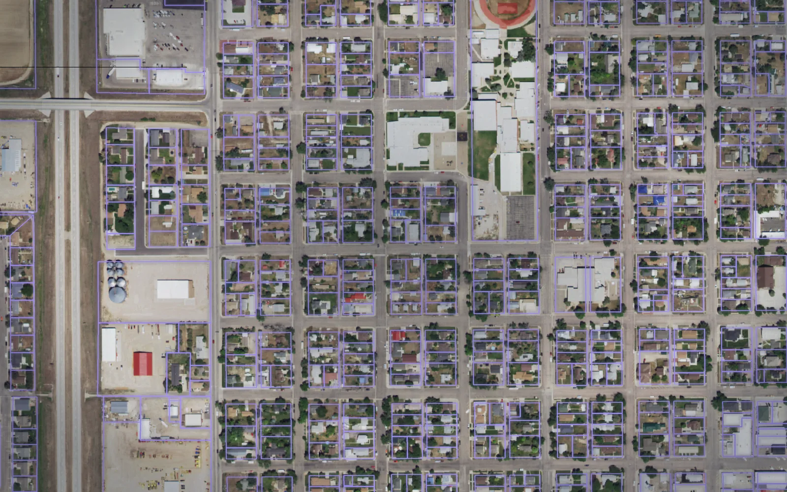 Parcel boundaries over aerial imagery of Platte County, Wyoming