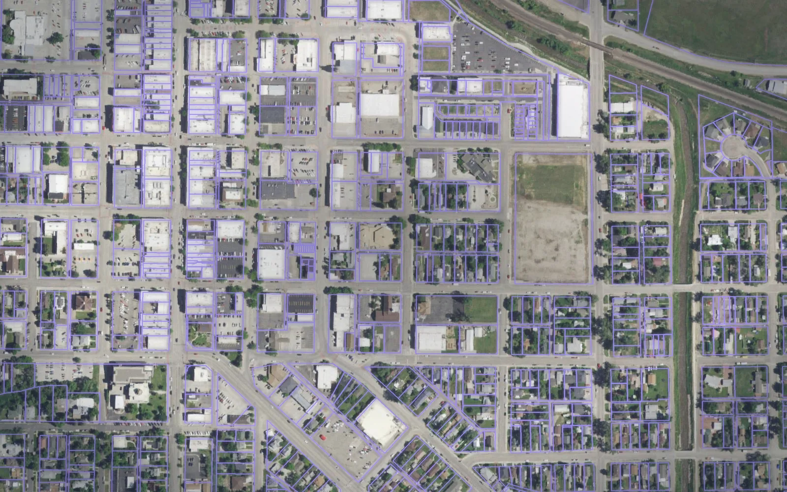 Parcel boundaries over aerial imagery of Sheridan County, Wyoming