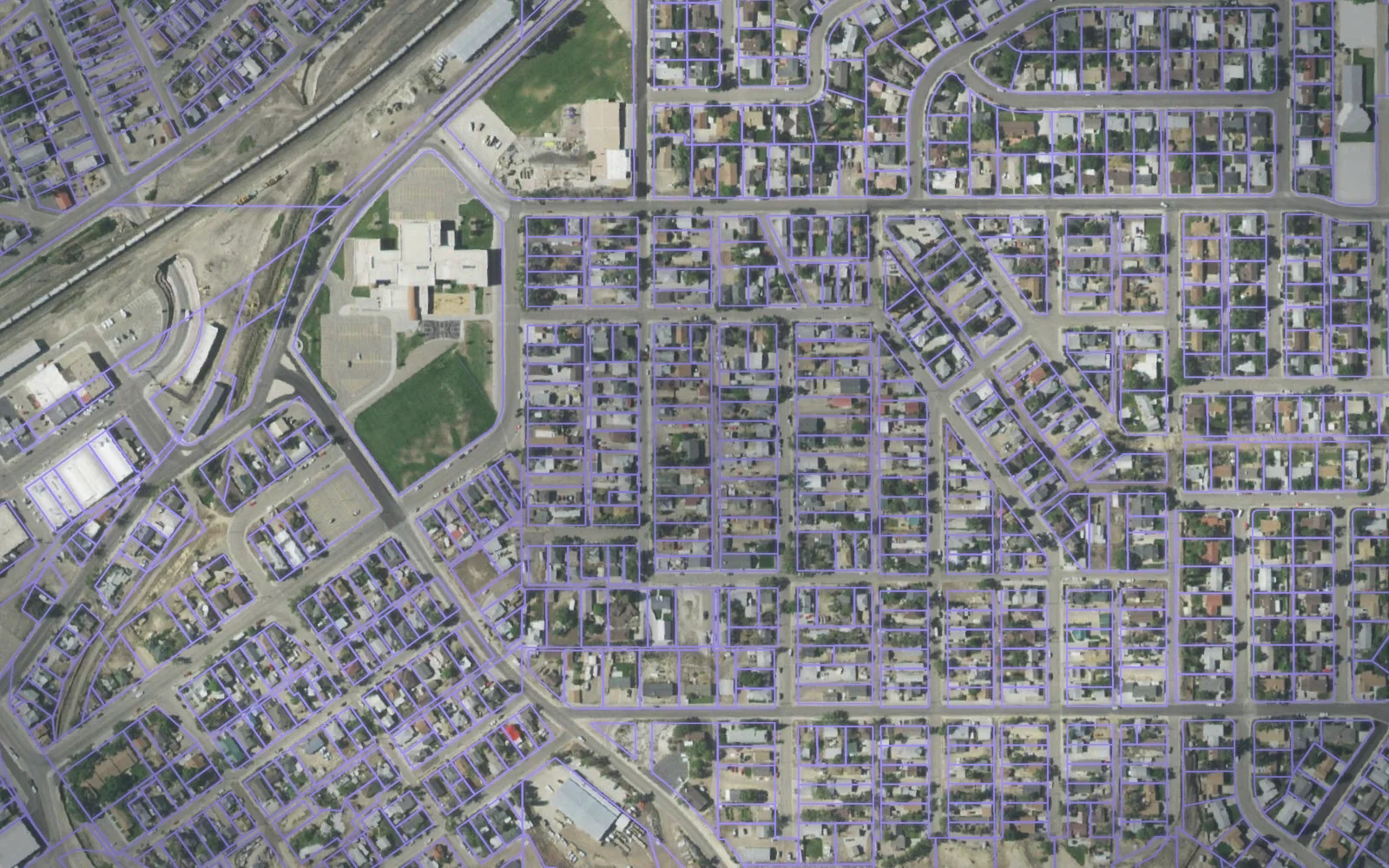Parcel boundaries over aerial imagery of Sweetwater County, Wyoming