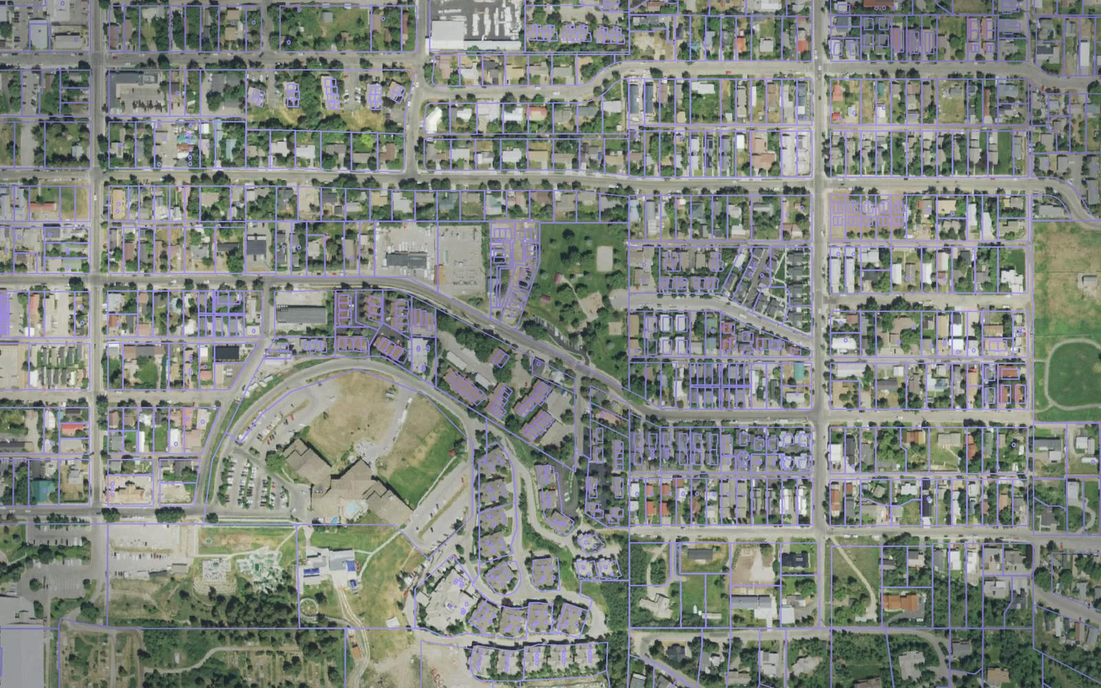 Parcel boundaries over aerial imagery of Teton County, Wyoming