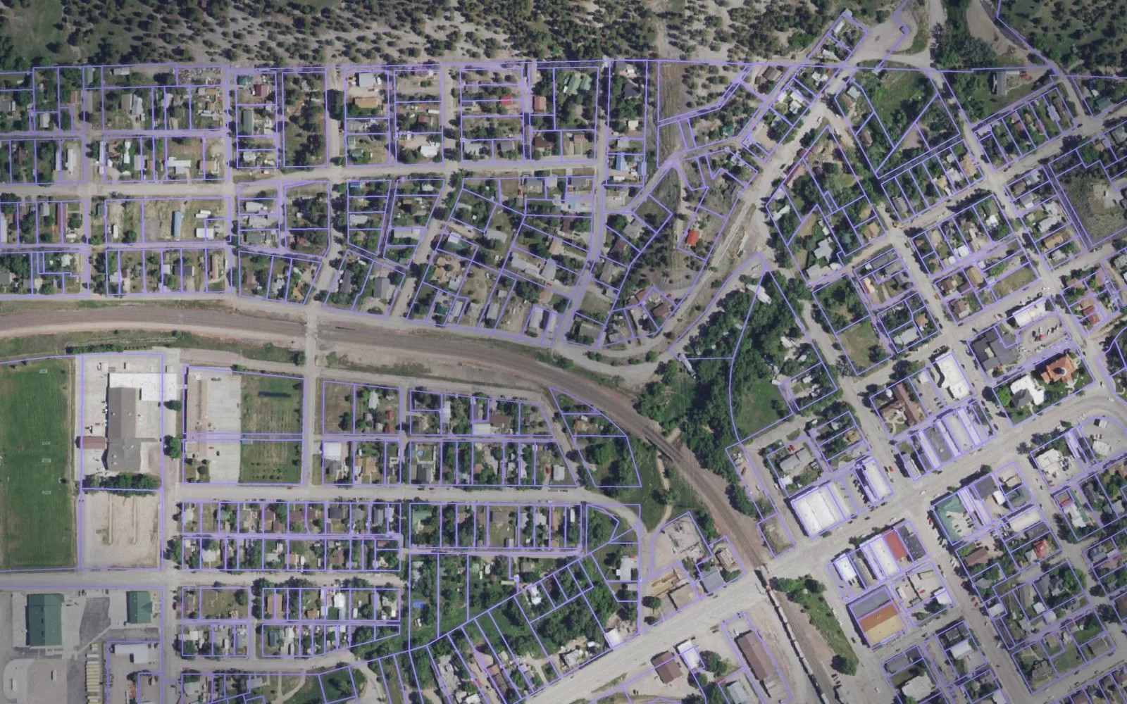 Parcel boundaries over aerial imagery of Weston County, Wyoming