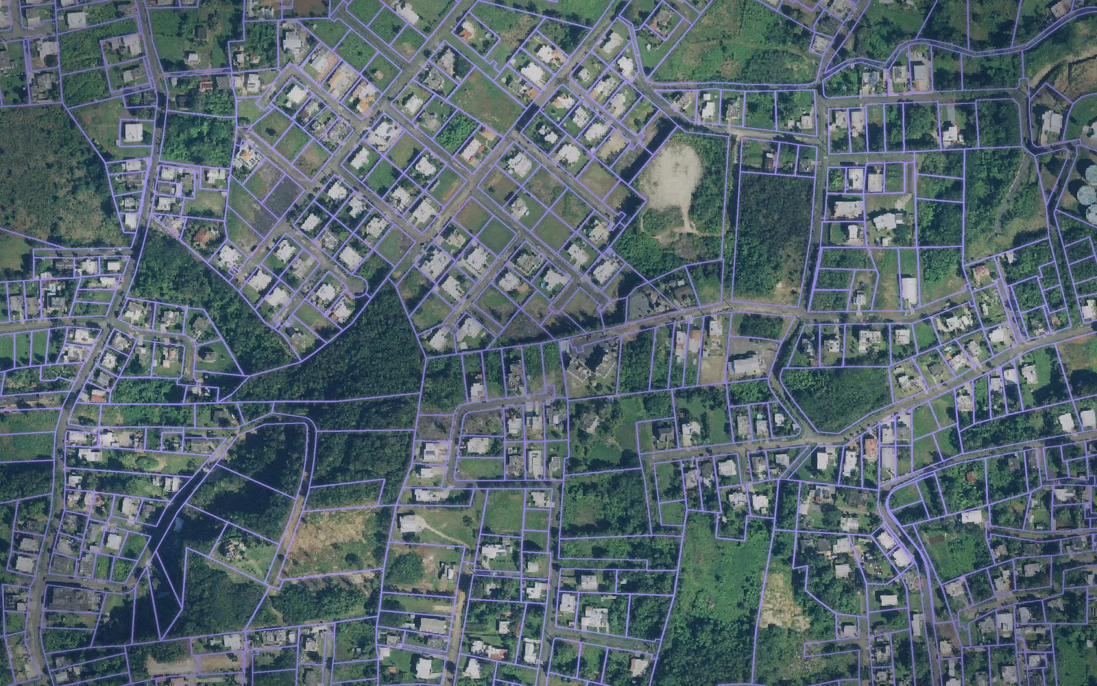 Parcel boundaries over aerial imagery of Aguadilla Municipio, Puerto Rico