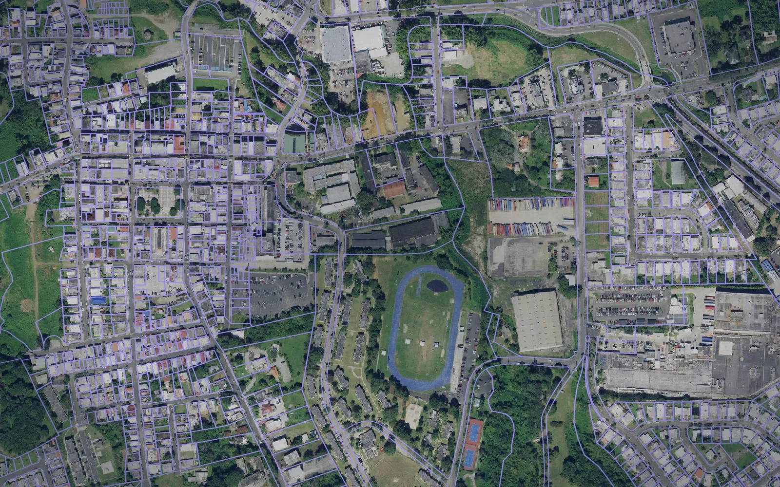 Parcel boundaries over aerial imagery of Aibonito Municipio, Puerto Rico