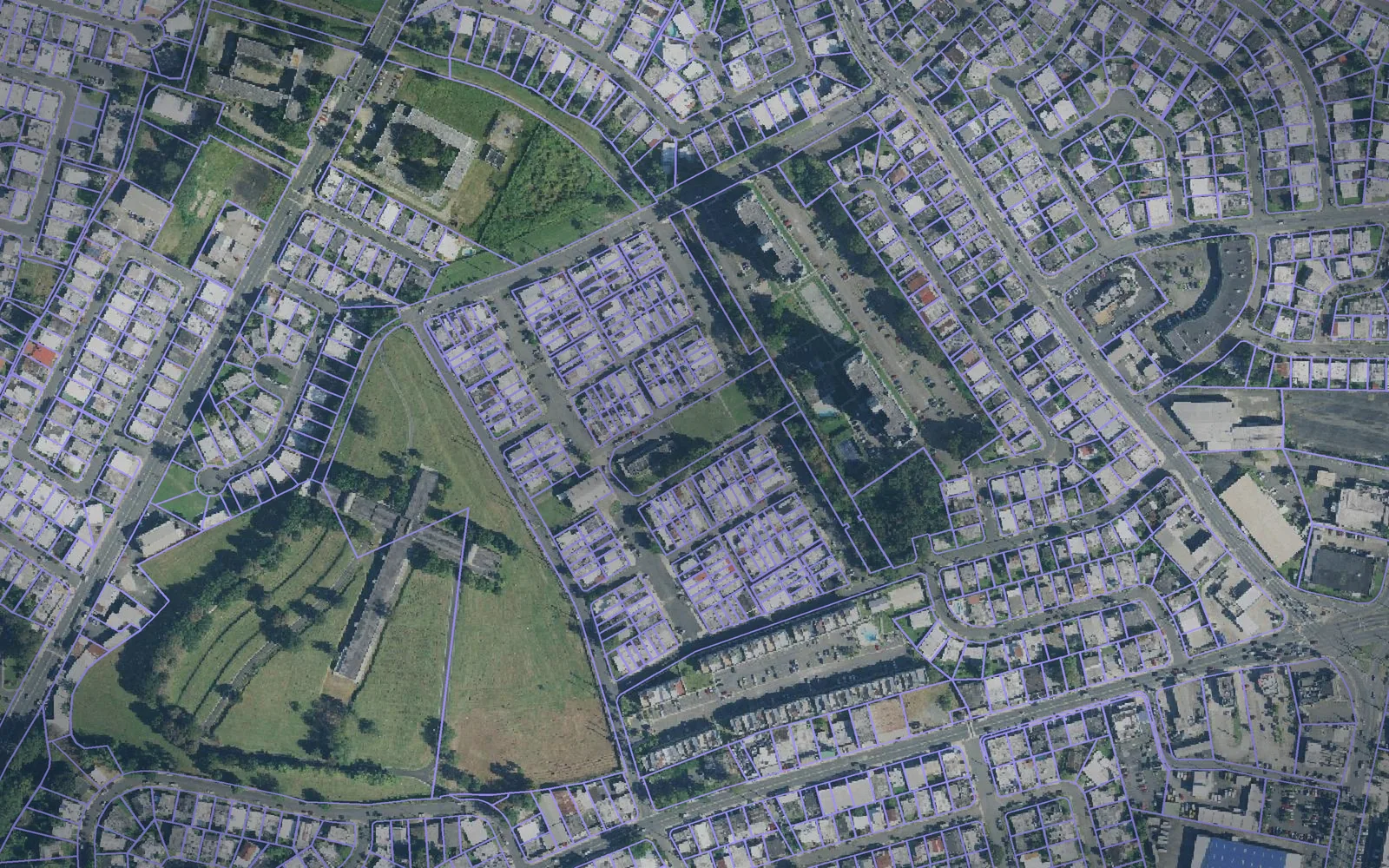 Parcel boundaries over aerial imagery of Bayamón Municipio, Puerto Rico