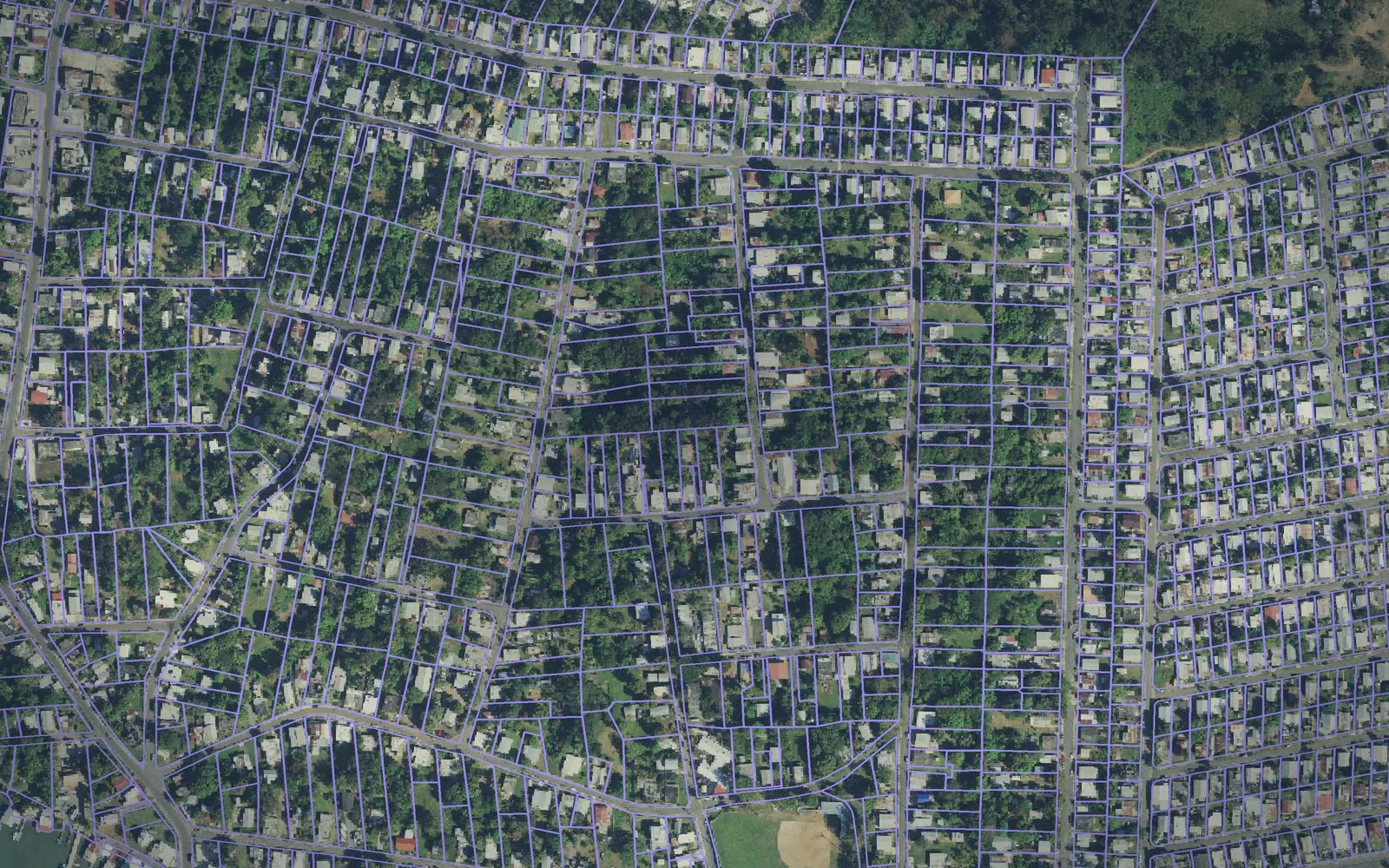 Parcel boundaries over aerial imagery of Cabo Rojo Municipio, Puerto Rico
