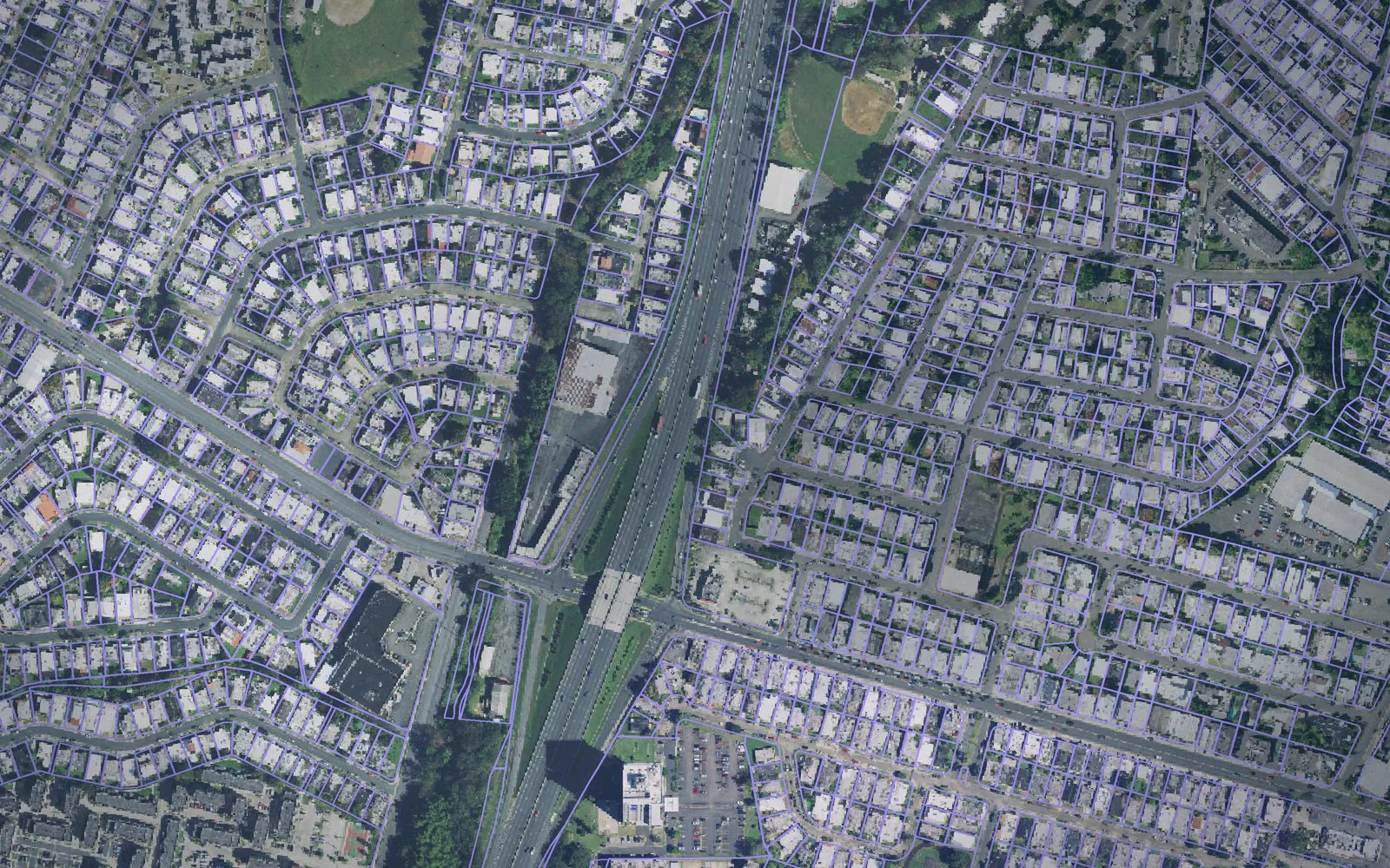 Parcel boundaries over aerial imagery of Caguas Municipio, Puerto Rico