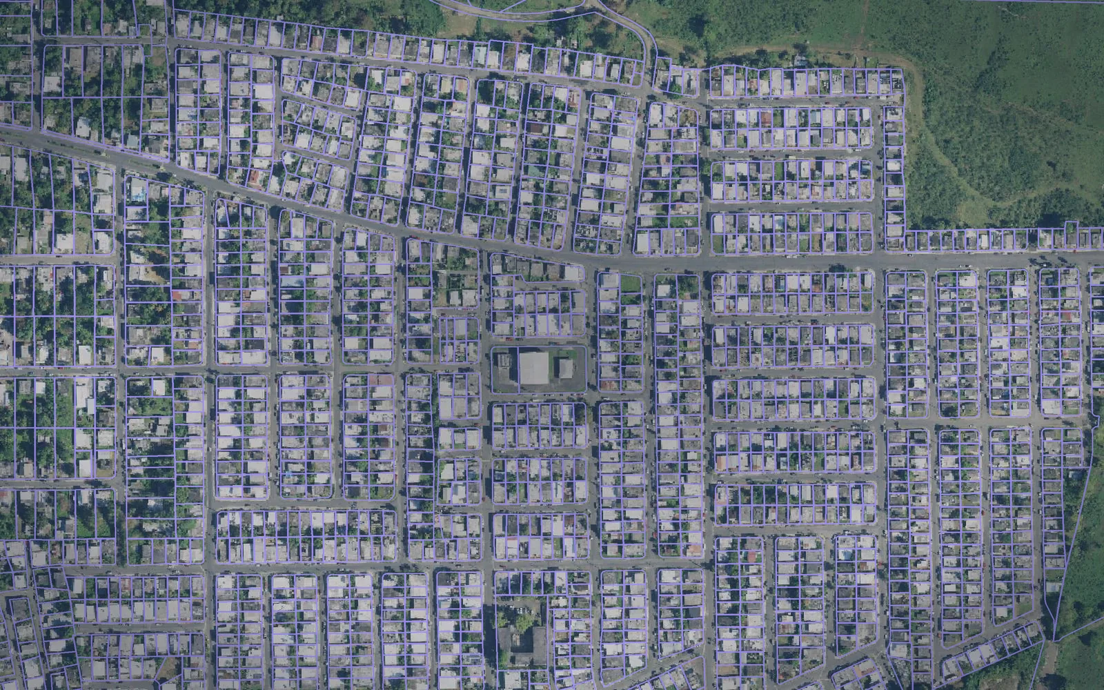 Parcel boundaries over aerial imagery of Canóvanas Municipio, Puerto Rico