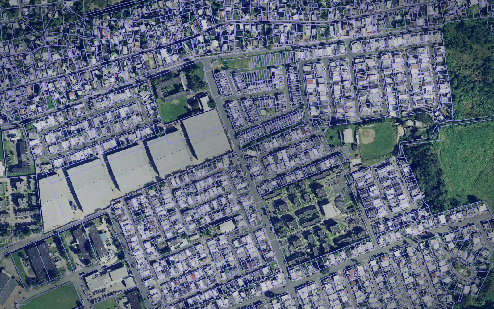 Parcel boundaries over aerial imagery of Cataño Municipio, Puerto Rico