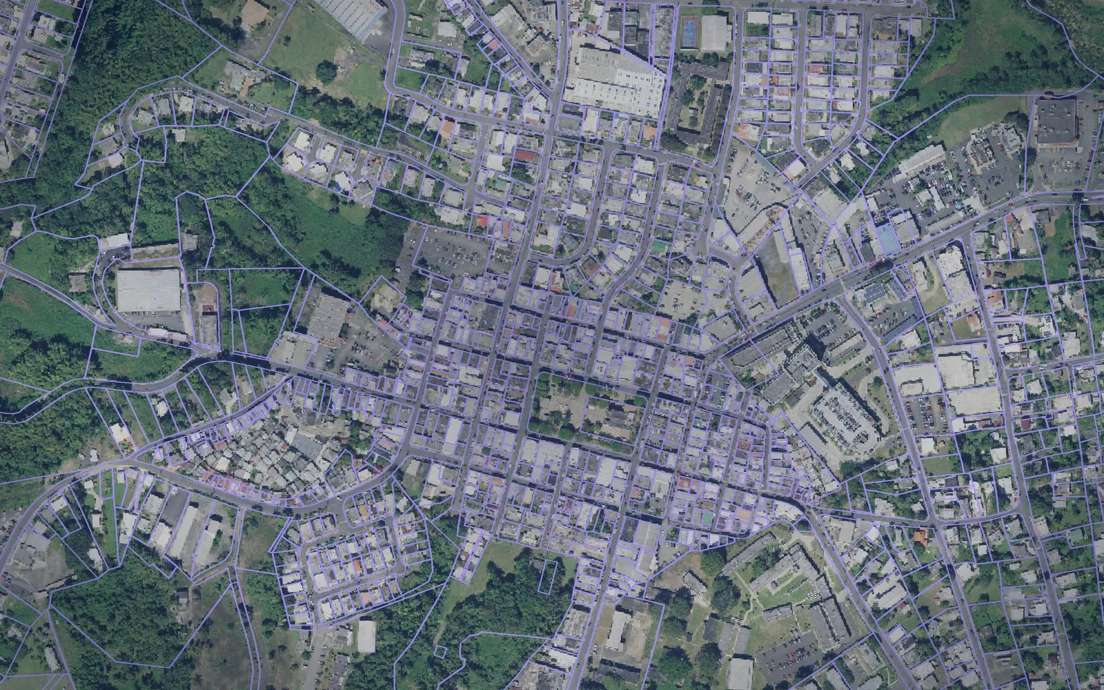 Parcel boundaries over aerial imagery of Cidra Municipio, Puerto Rico