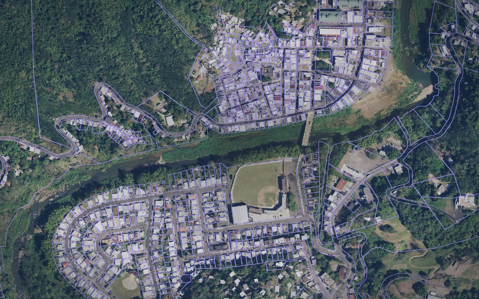 Parcel boundaries over aerial imagery of Comerío Municipio, Puerto Rico