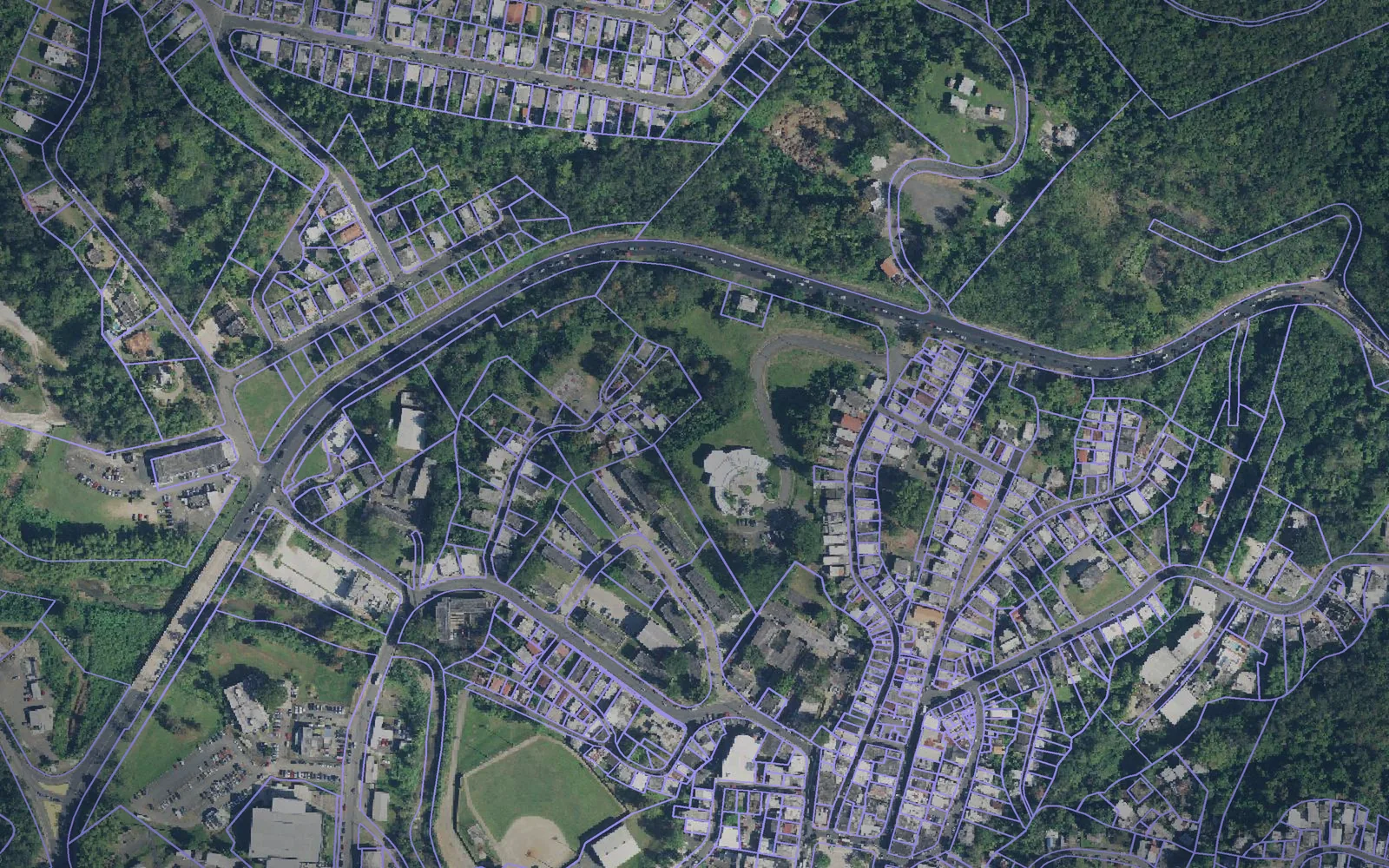 Parcel boundaries over aerial imagery of Corozal Municipio, Puerto Rico
