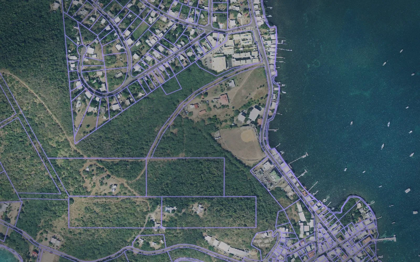 Parcel boundaries over aerial imagery of Culebra Municipio, Puerto Rico