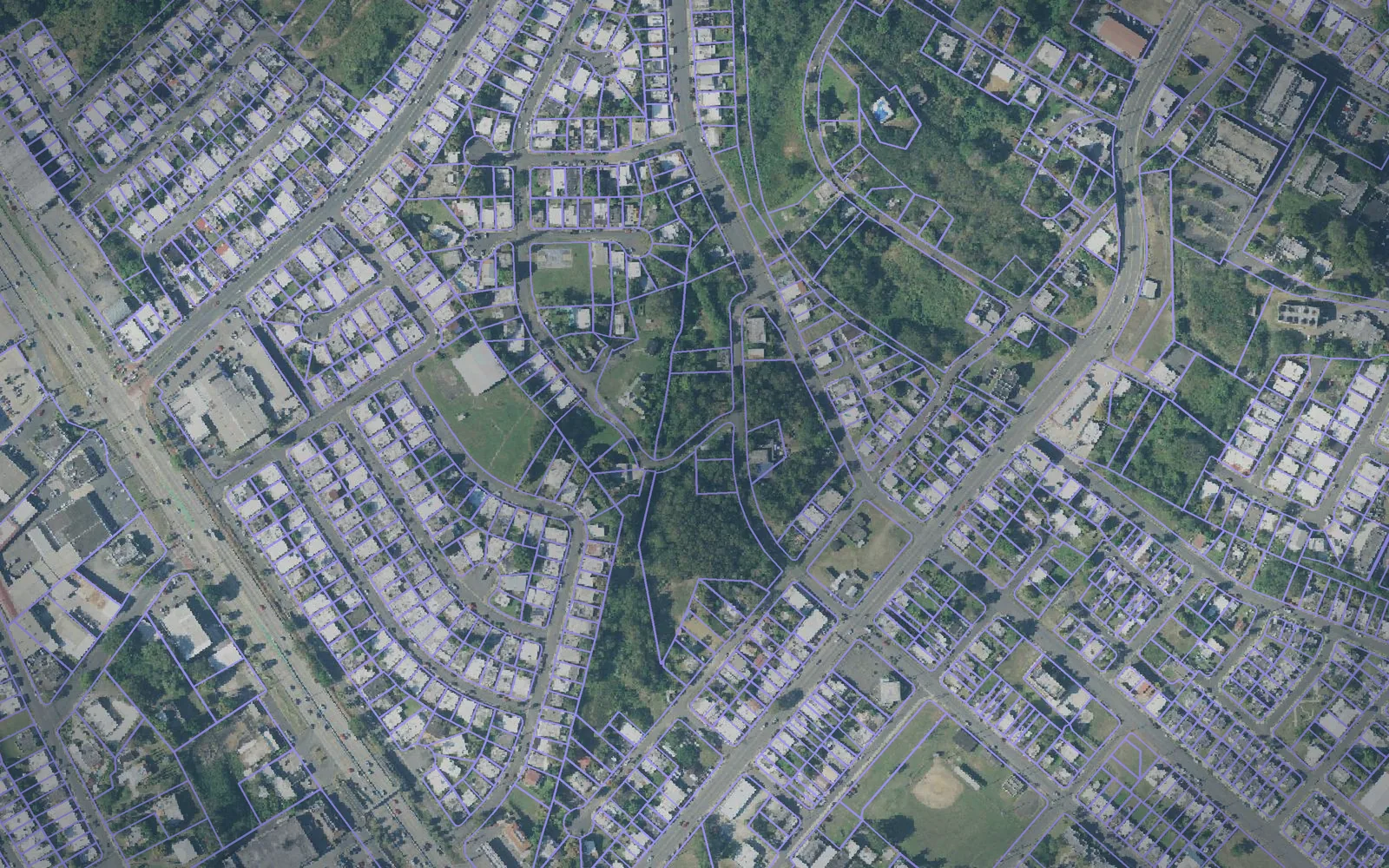 Parcel boundaries over aerial imagery of Fajardo Municipio, Puerto Rico