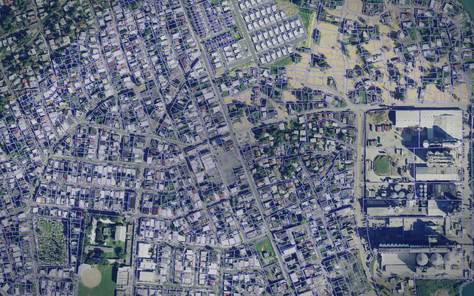 Parcel boundaries over aerial imagery of Guaynabo Municipio, Puerto Rico