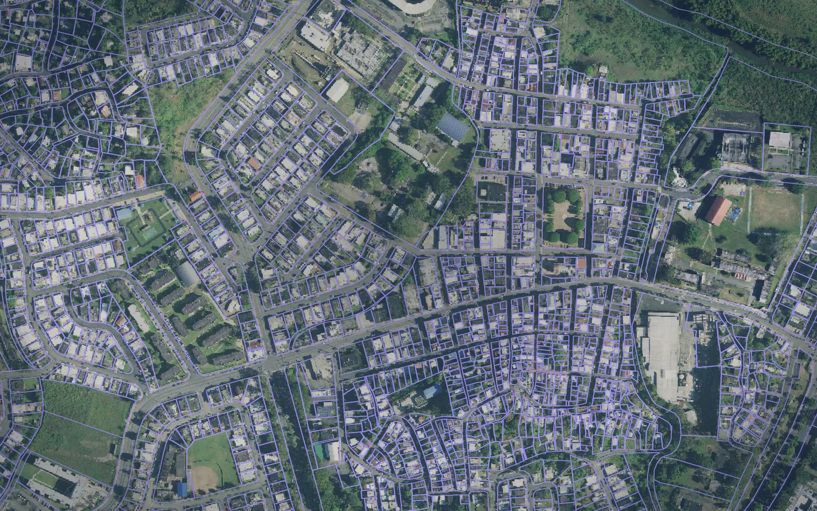 Parcel boundaries over aerial imagery of Gurabo Municipio, Puerto Rico